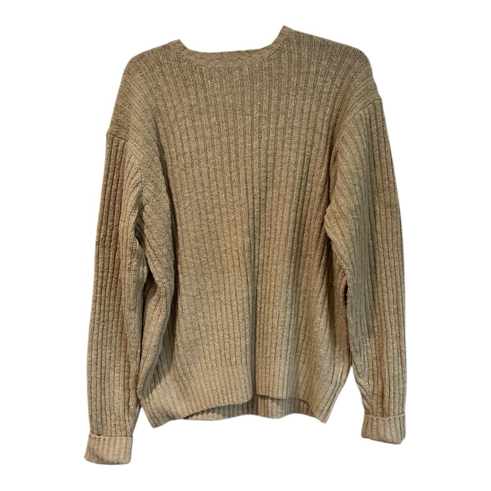 Polo Ralph Lauren 100% Silk Ribbed Knit Sweater Beige XL